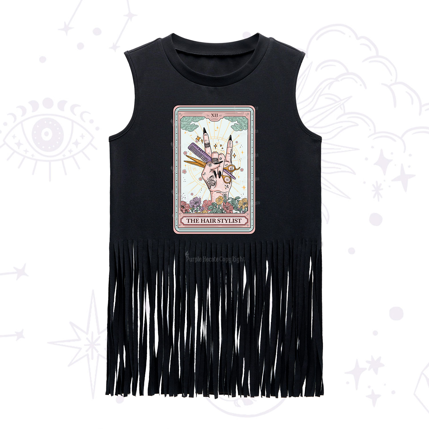 Purplehecate The Hair Stylist Tarot Fringe Tank Top
