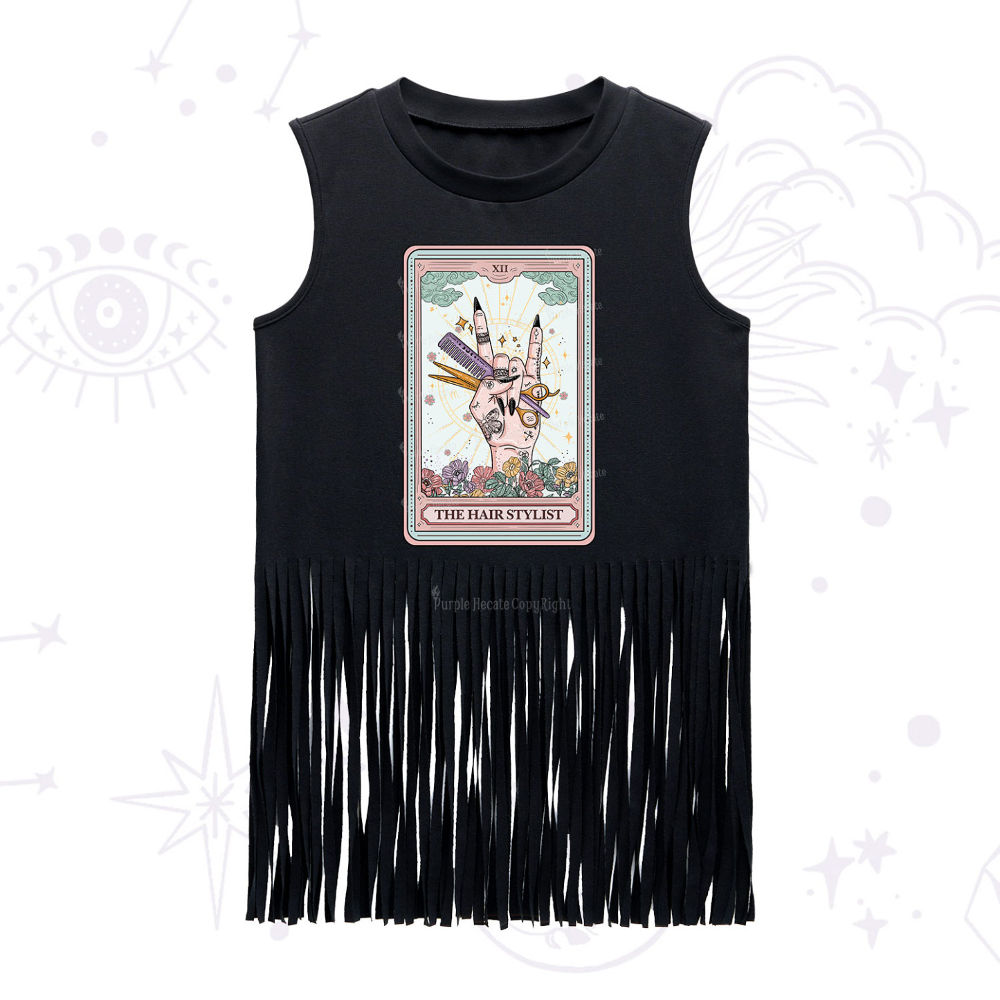 Purplehecate The Hair Stylist Tarot Fringe Tank Top