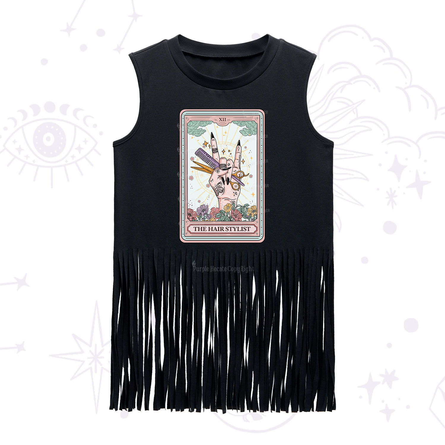 Purplehecate The Hair Stylist Tarot Fringe Tank Top
