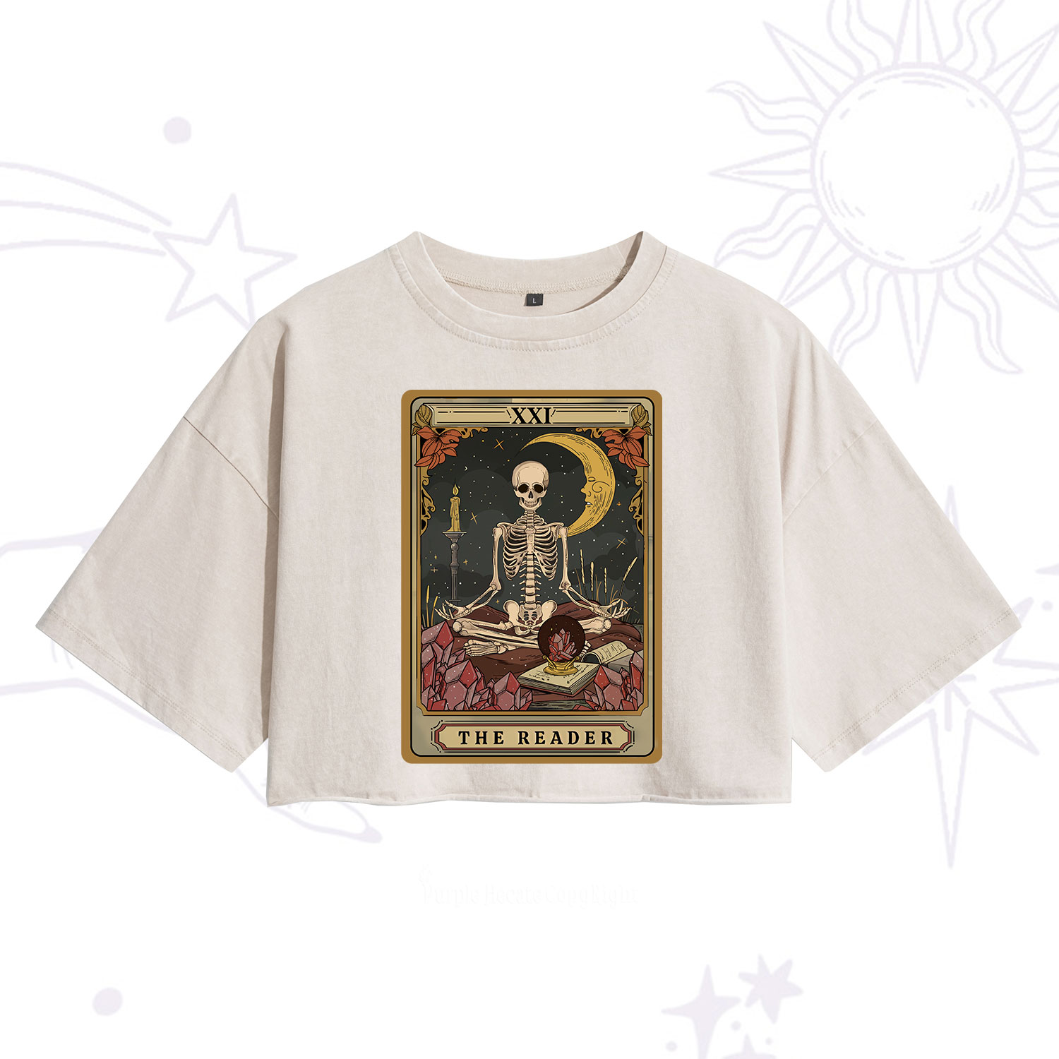 Purplehecate The Reader Tarot Washed Cropped T-Shirt