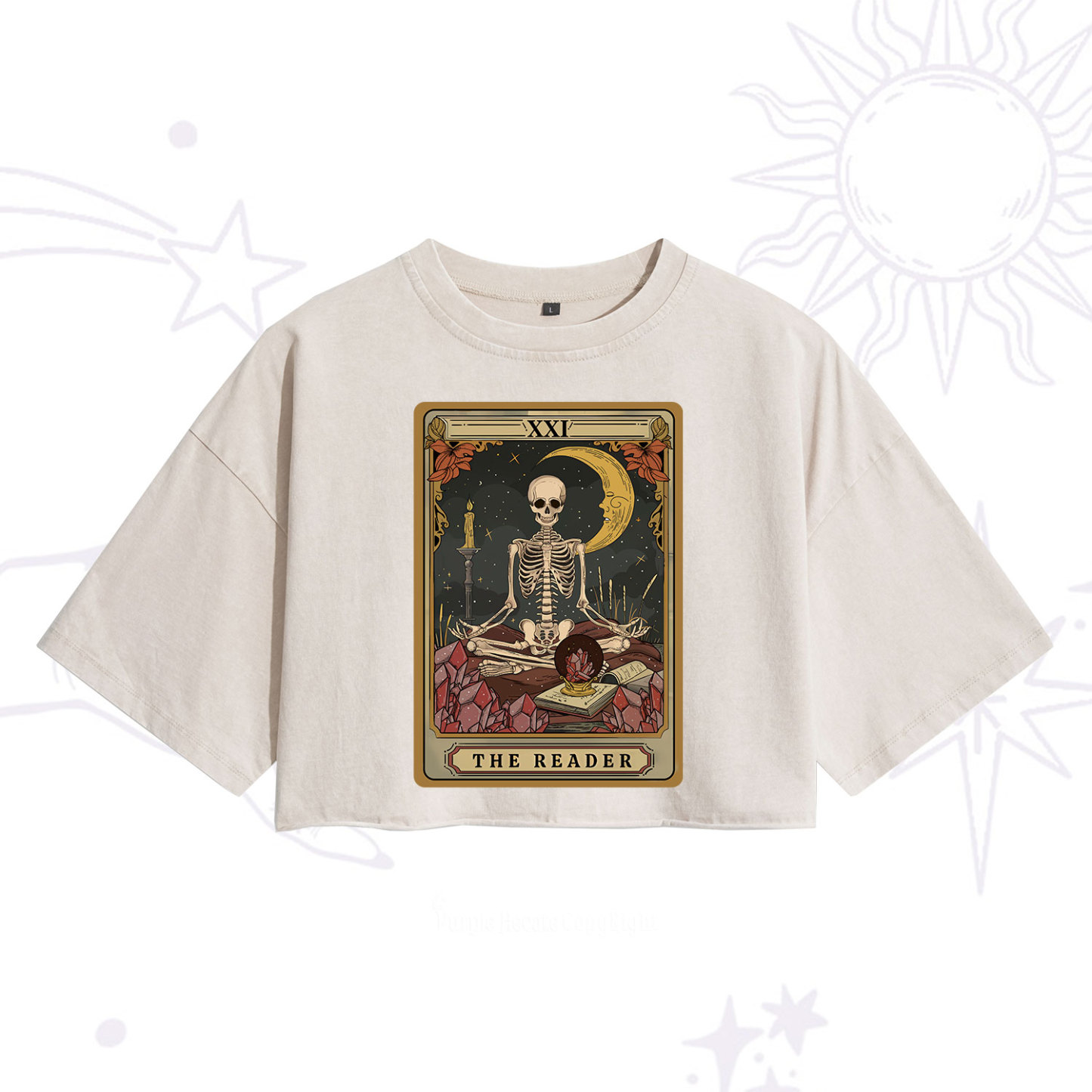 Purplehecate The Reader Tarot Washed Cropped T-Shirt