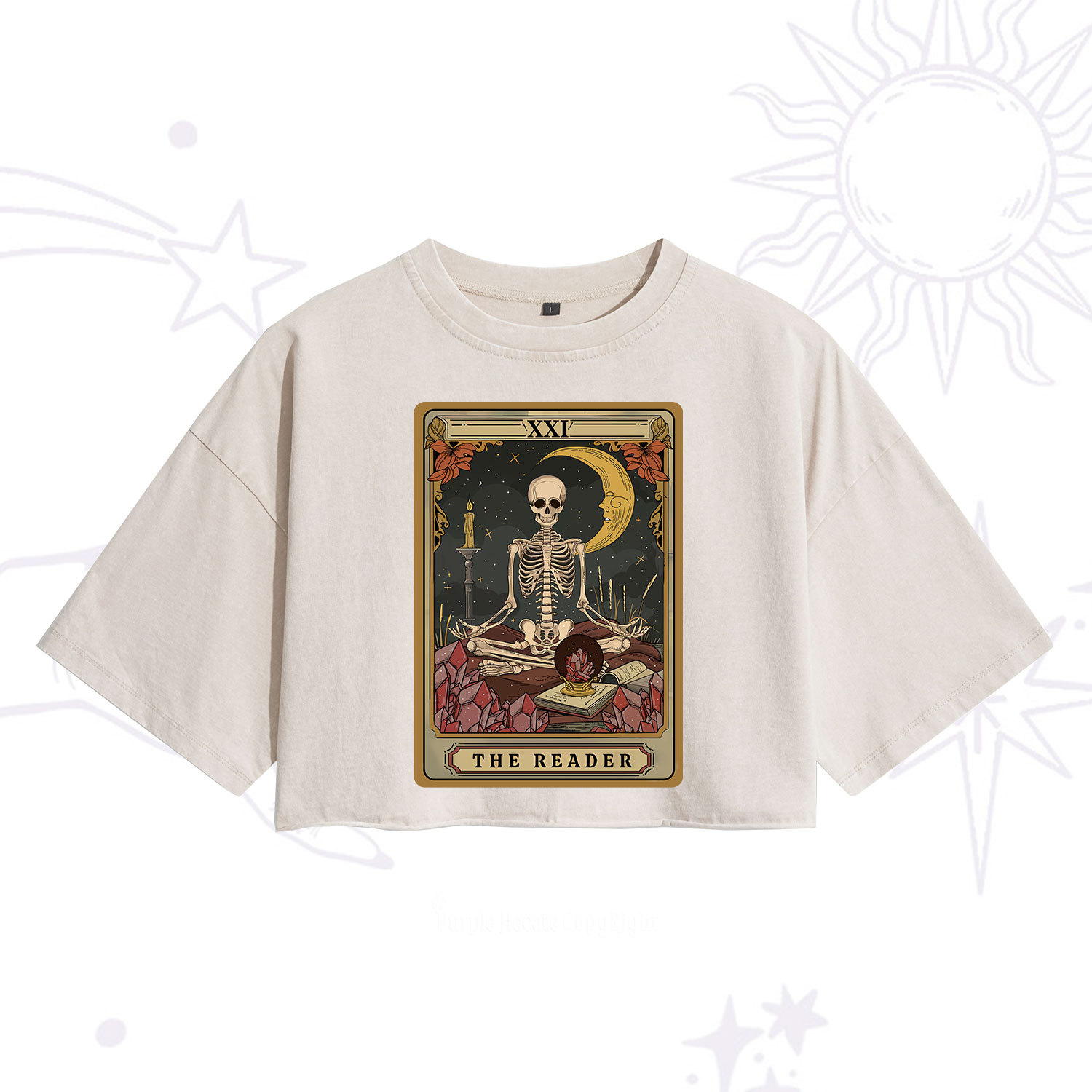 Purplehecate The Reader Tarot Washed Cropped T-Shirt