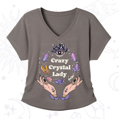 Purplehecate Crazy Crystal Lady V-Neck T-Shirt