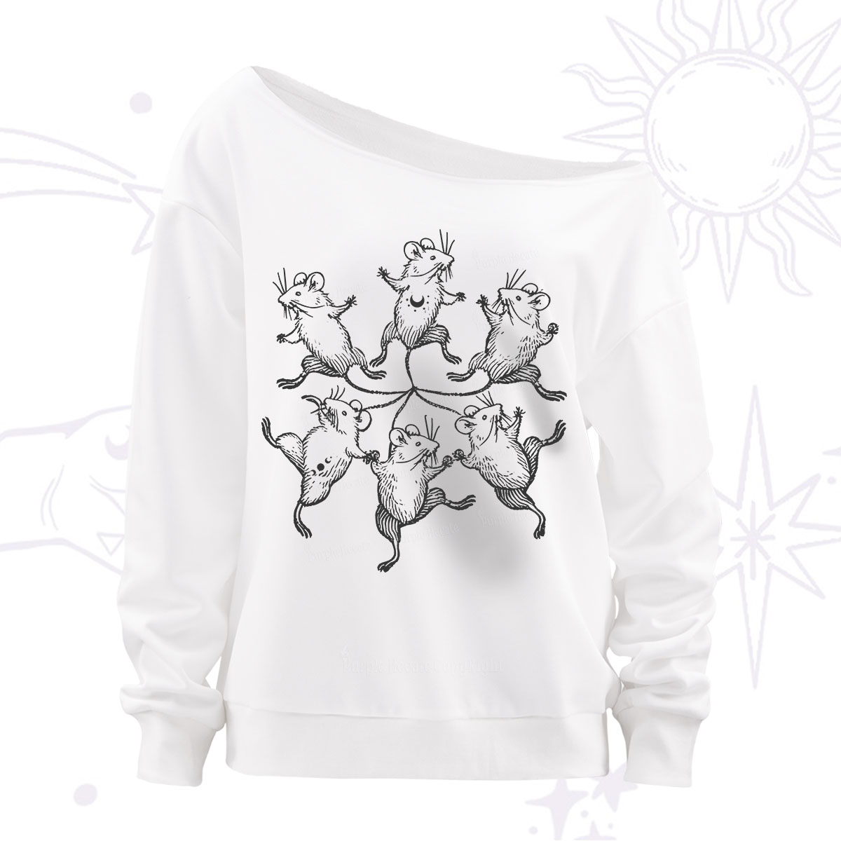 Purplehecate The Midnight Mouse Dance Off The Shoulder Sweatshirt