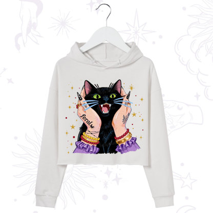 Purplehecate Feral Cat Magic Crop Hoodie