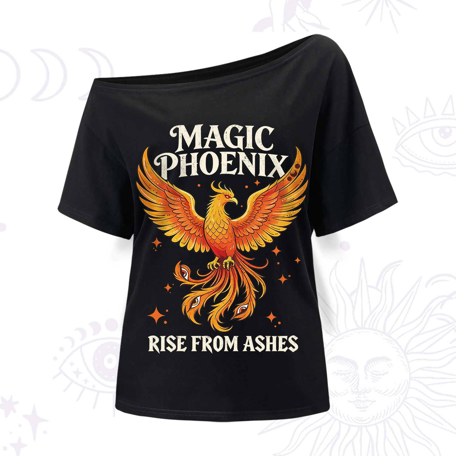 Purplehecate Magic Phoenix Rise From Ashes One Shoulder T-Shirt