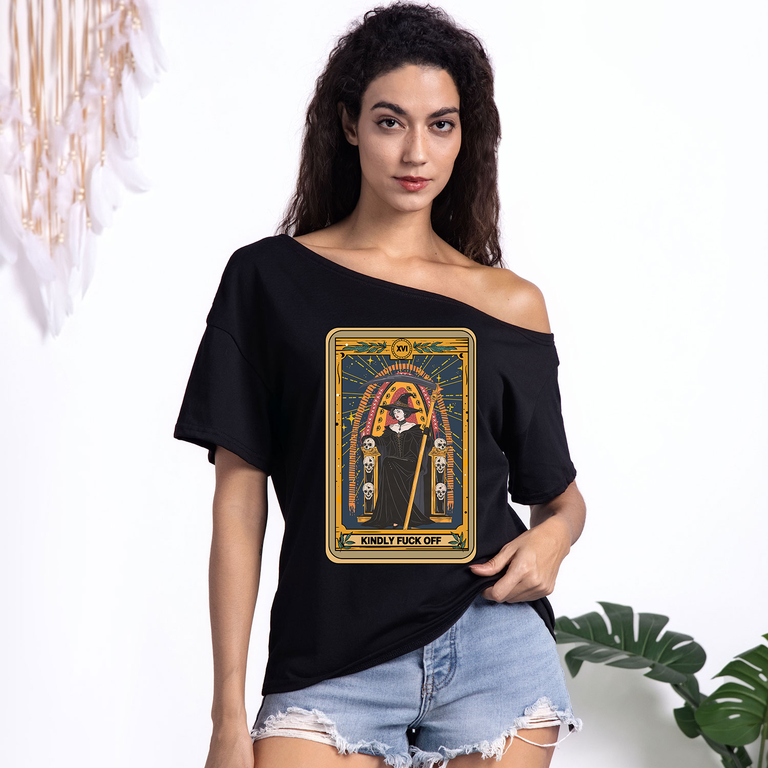Purplehecate The Kindly Fuck Off Tarot One Shoulder T-Shirt