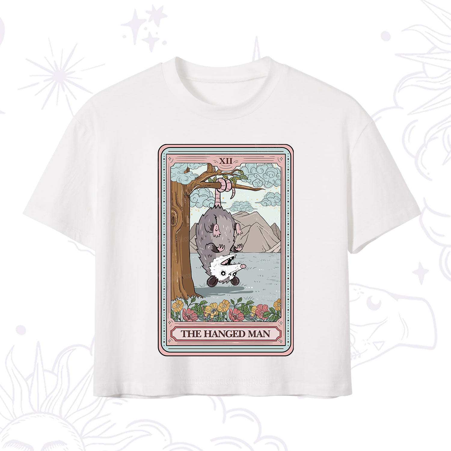Purplehecate The Hanged Man Tarot Opossum Crop T-Shirt