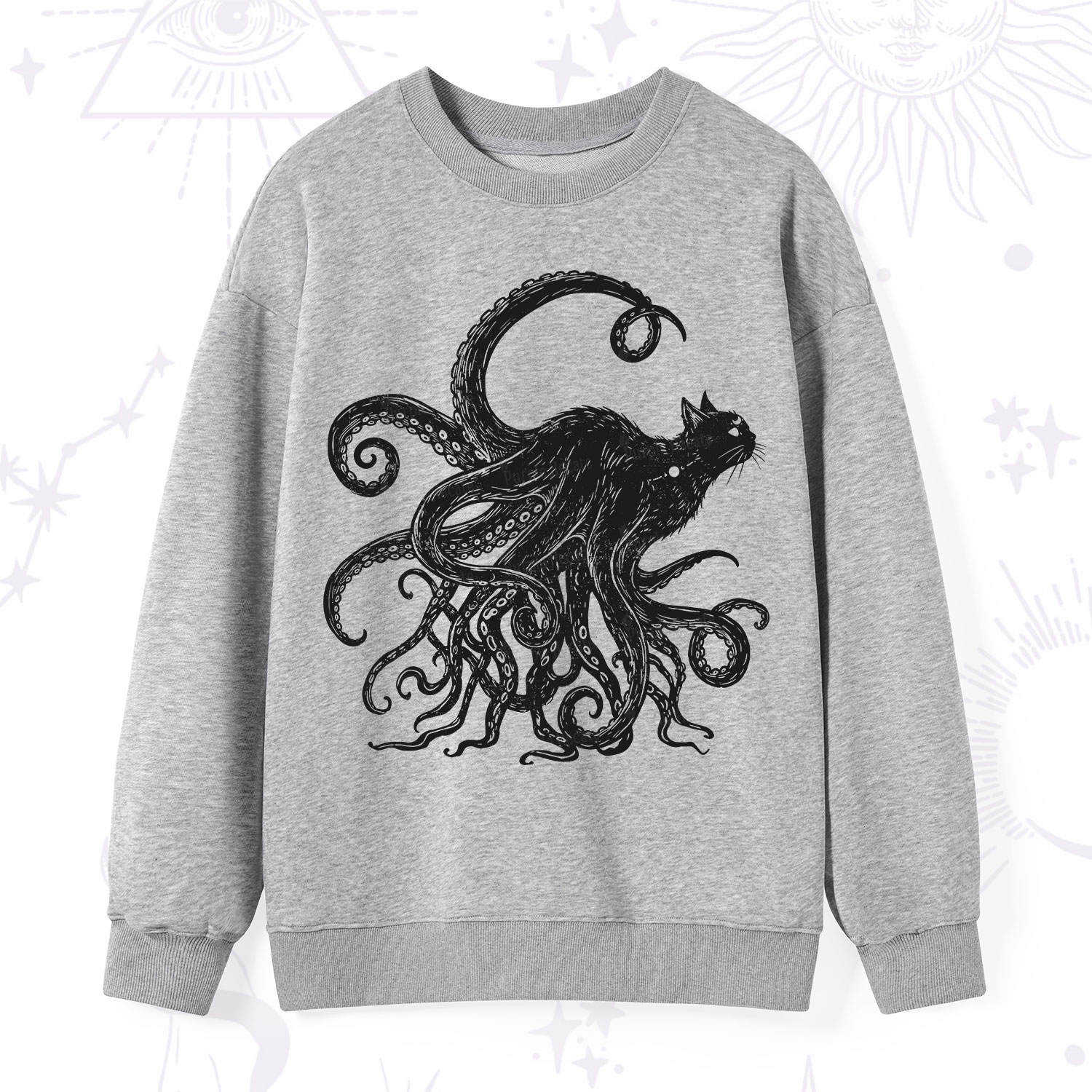 Purplehecate Black Cat with Octopus Tentacles Sweatshirt