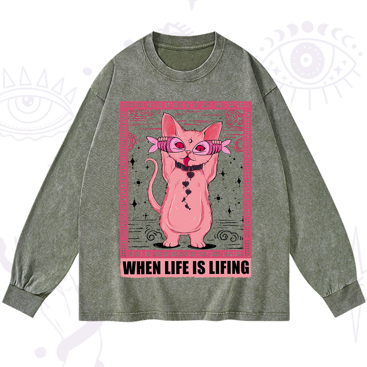 Purplehecate When Life Is Lifting Washed Long Sleeve Shirt