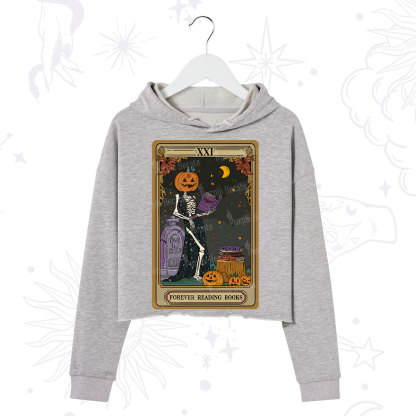 Purplehecate The Forever Reading Books Tarot Halloween Crop Hoodie