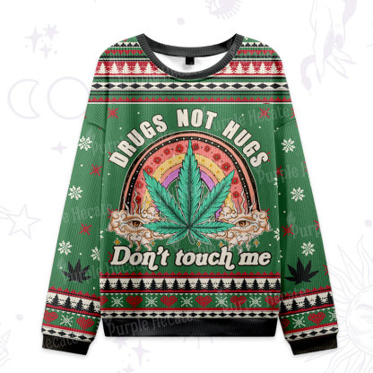 Purplehecate Drugs Not Hugs Don't Touch Me Ugly Christmas Sweatshirts