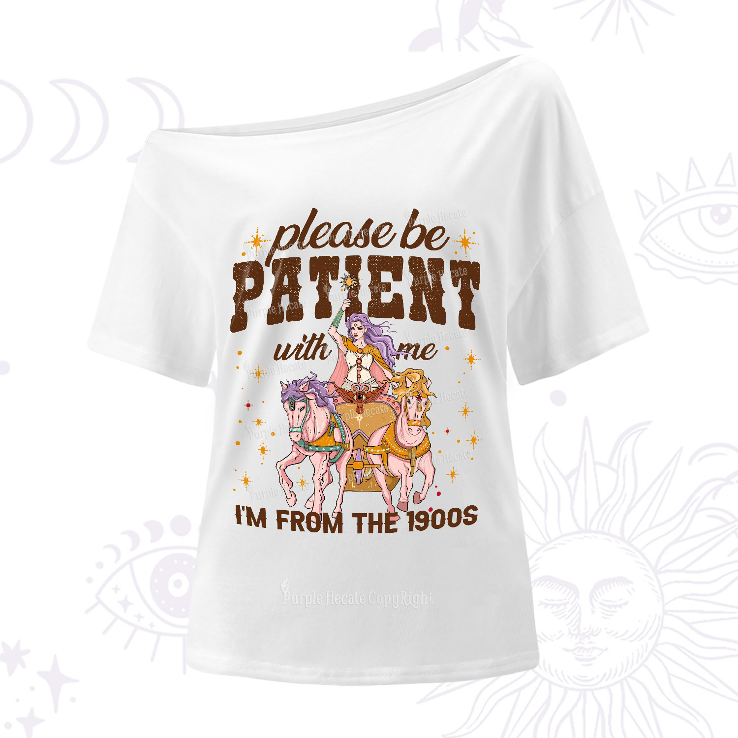 Purplehecate Please Be Patient With Me I'm From The 1900s One-Shoulder T-Shirt