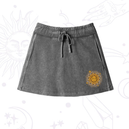 Purplehecate Celestial Sun Washed Drawstring Mini Skirt