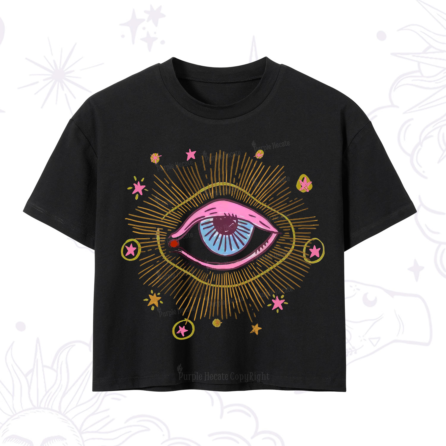 Purplehecate Mystic Gaze Evil Eye Protection Crop T-Shirt