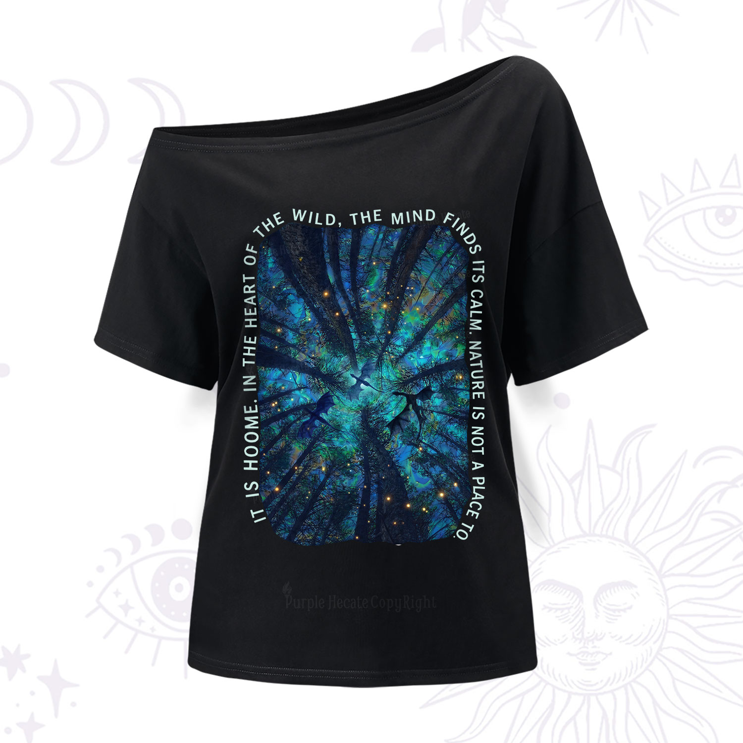 Purplehecate Forest Mindscape Night Sky One Shoulder T-Shirt