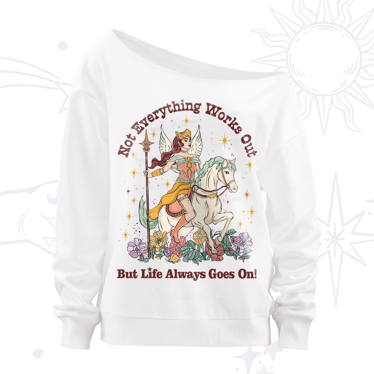Purplehecate Not Everything Works Out But Life Always Goes On Off The Shoulder Sweatshirt