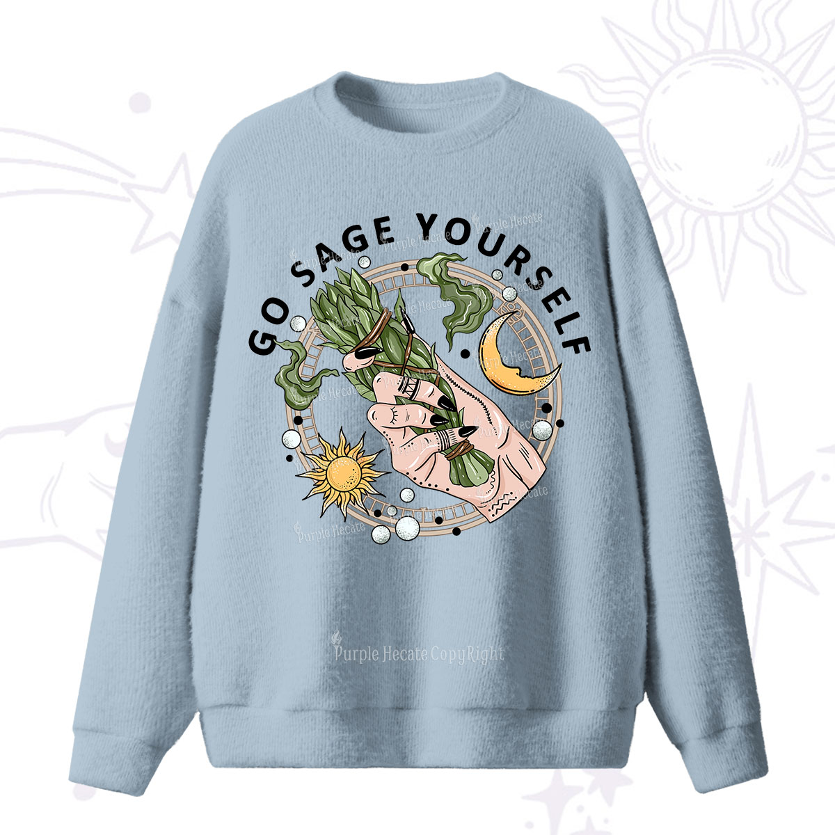 Purplehecate Go Sage Yourself Fuzzy Ugly Sweater