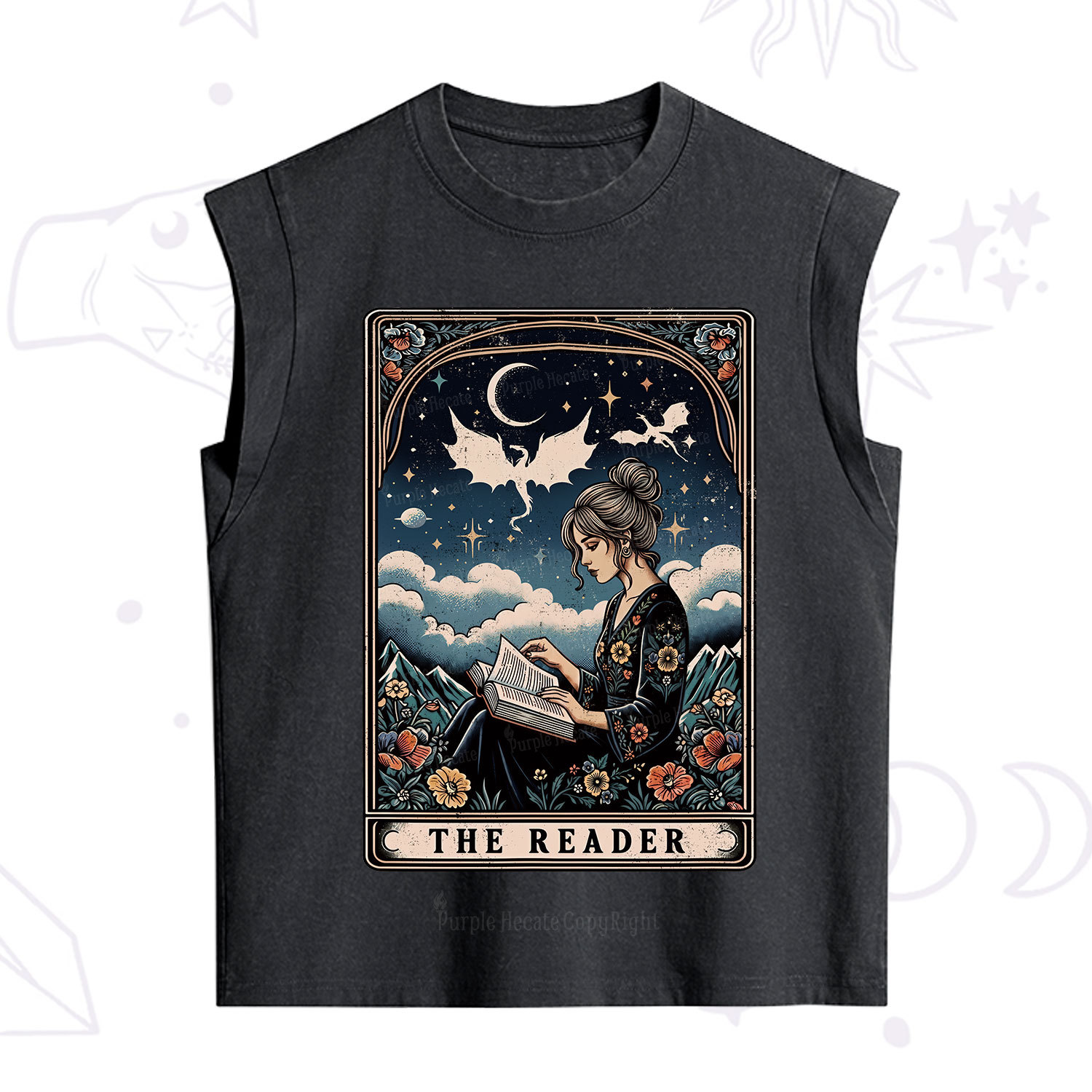 Purplehecate The Reader Tarot Mystic Night Vintage Washed Tank