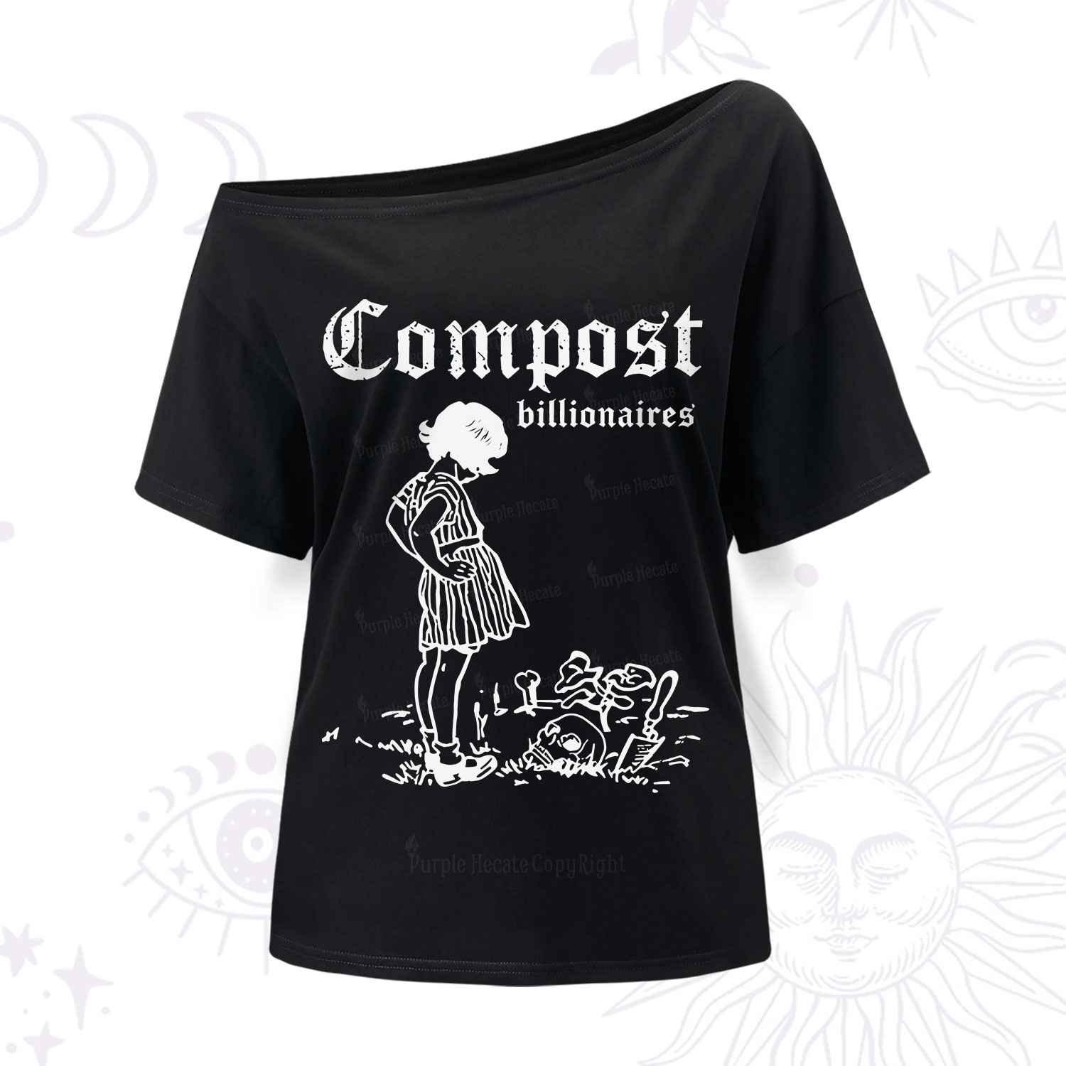 Purplehecate Compost the Greed One Shoulder T-Shirt