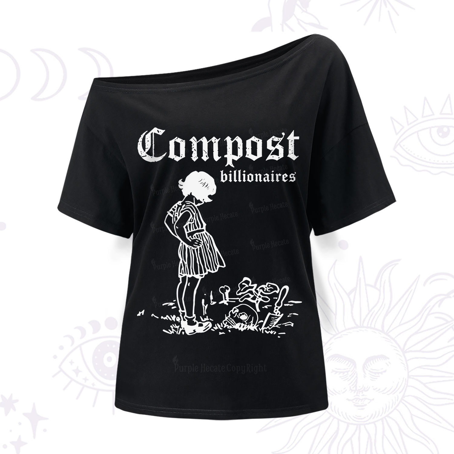 Purplehecate Compost the Greed One Shoulder T-Shirt