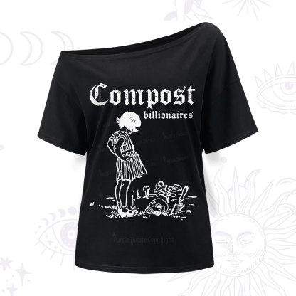 Purplehecate Compost the Greed One Shoulder T-Shirt