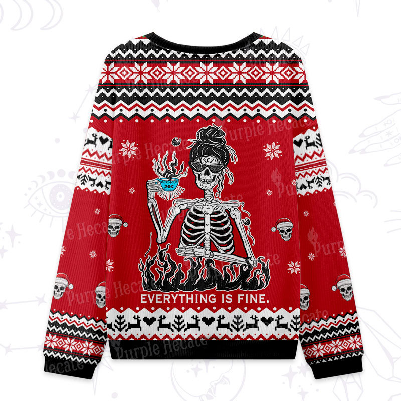 Purplehecate Everything Is Fine Ugly Christmas Sweatshirts