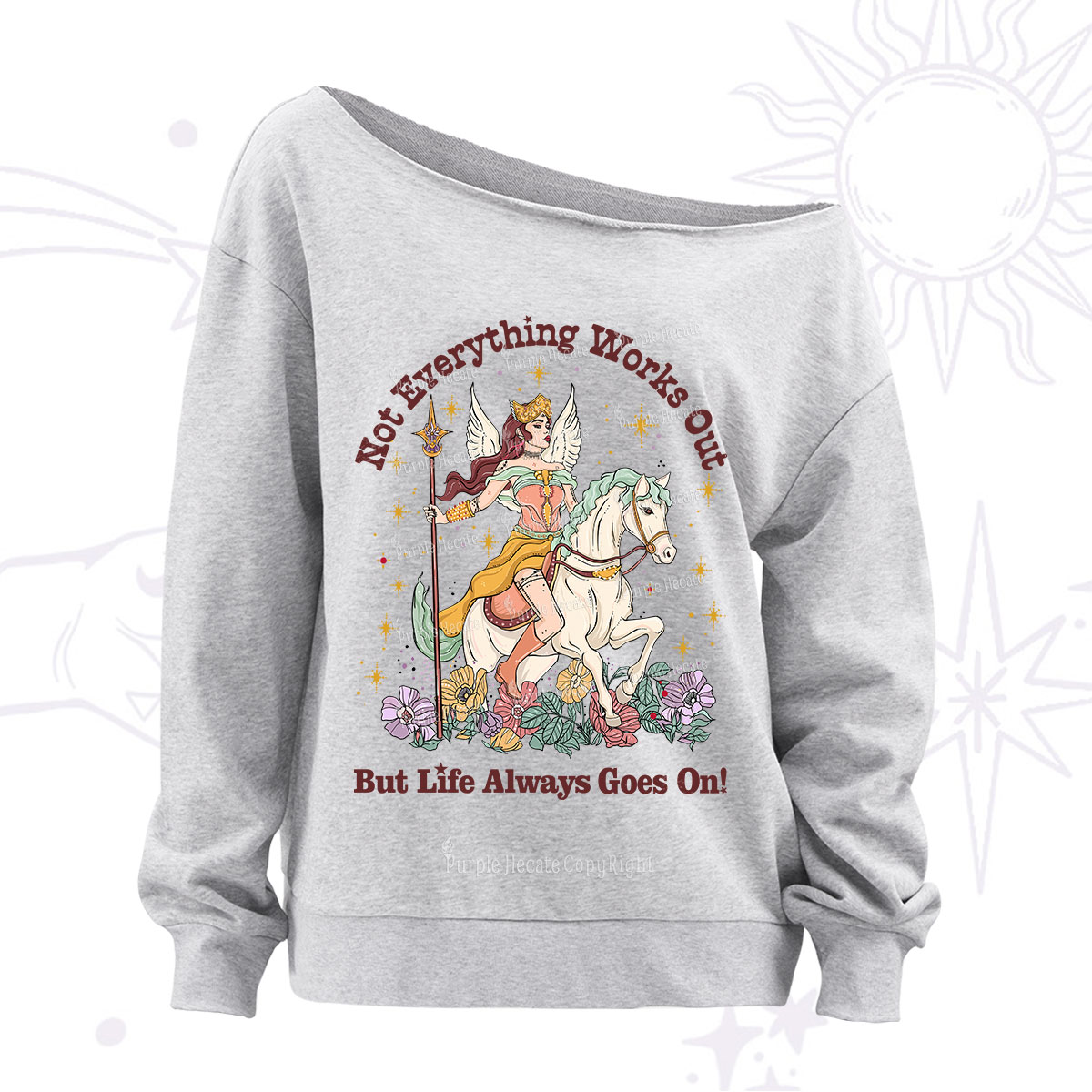 Purplehecate Not Everything Works Out But Life Always Goes On Off The Shoulder Sweatshirt