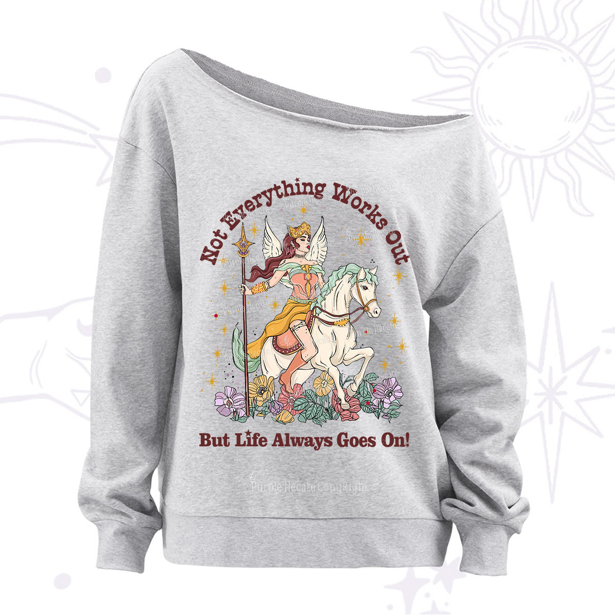 Purplehecate Not Everything Works Out But Life Always Goes On Off The Shoulder Sweatshirt