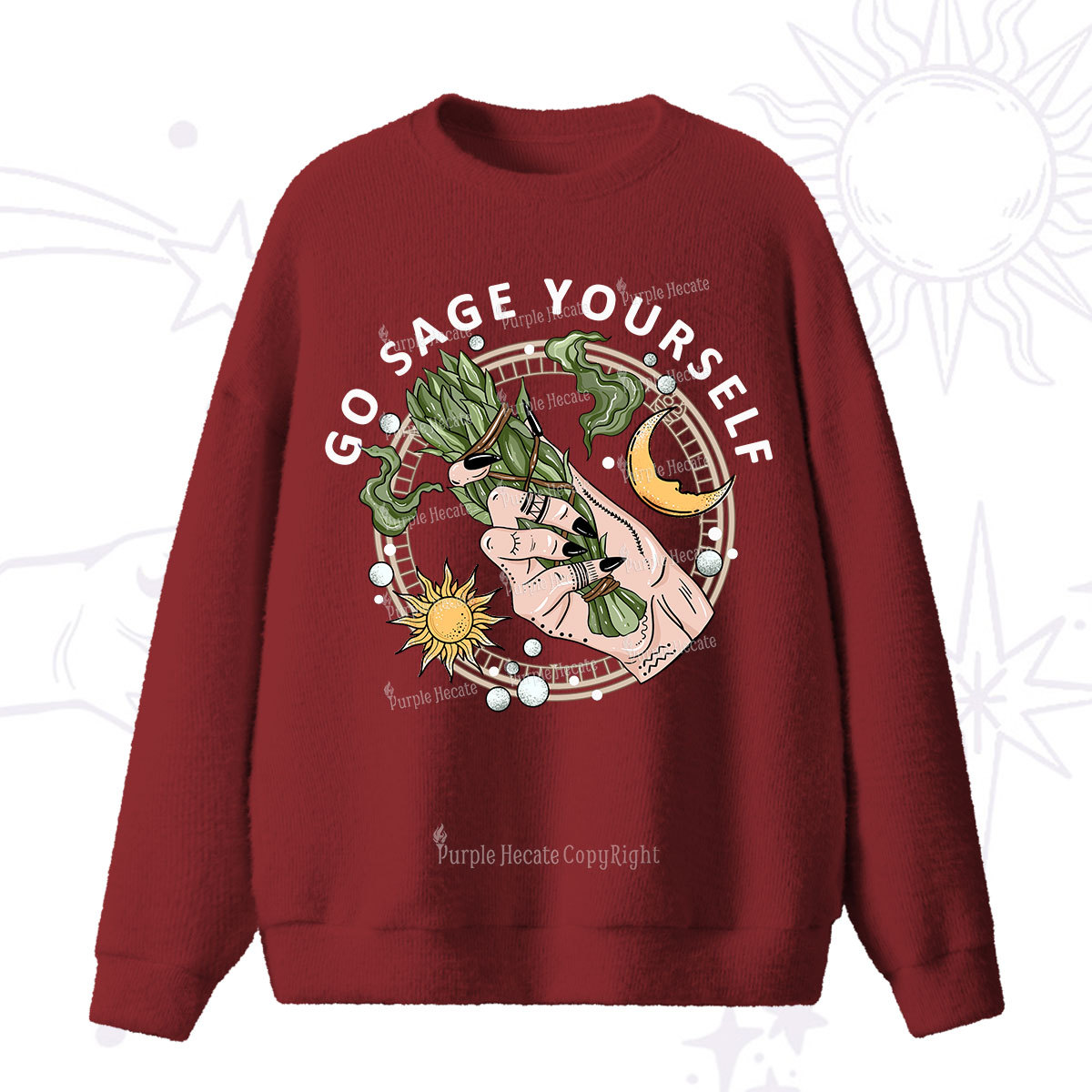 Purplehecate Go Sage Yourself Fuzzy Ugly Sweater
