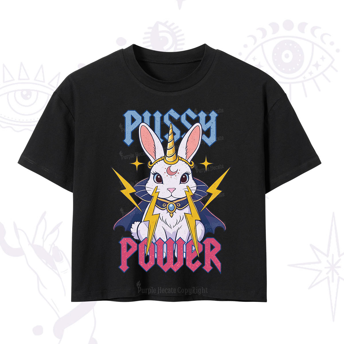 Purplehecate Pussy Power Magic Bunny Crop T-Shirt