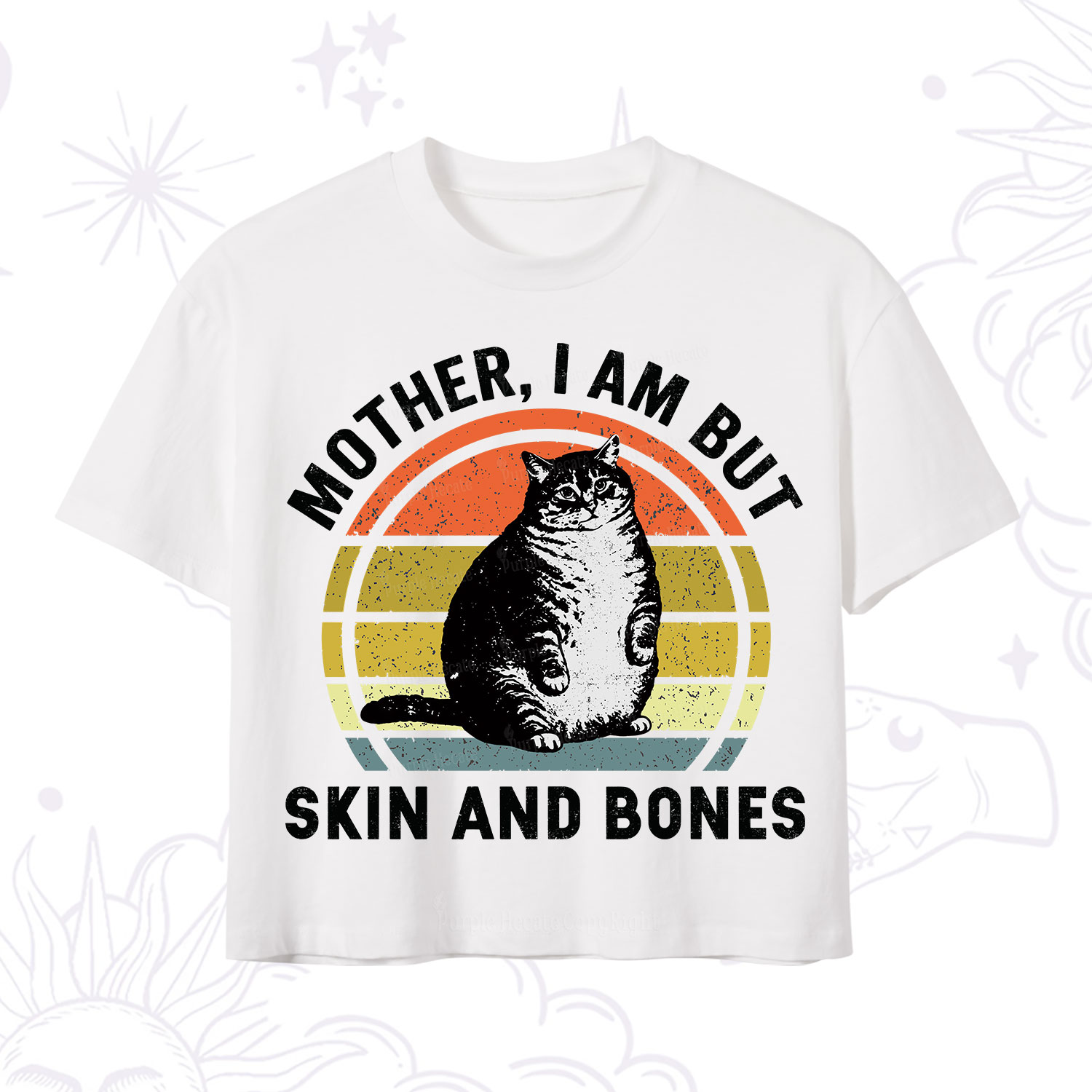 Purplehecate Mother I Am But Skin And Bones Funny Cat Crop T-Shirt
