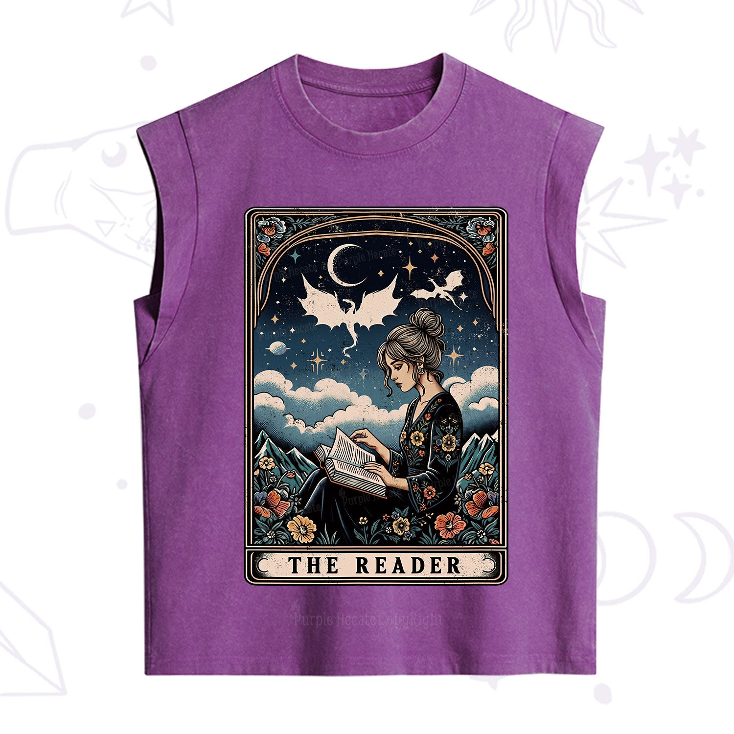 Purplehecate The Reader Tarot Mystic Night Vintage Washed Tank