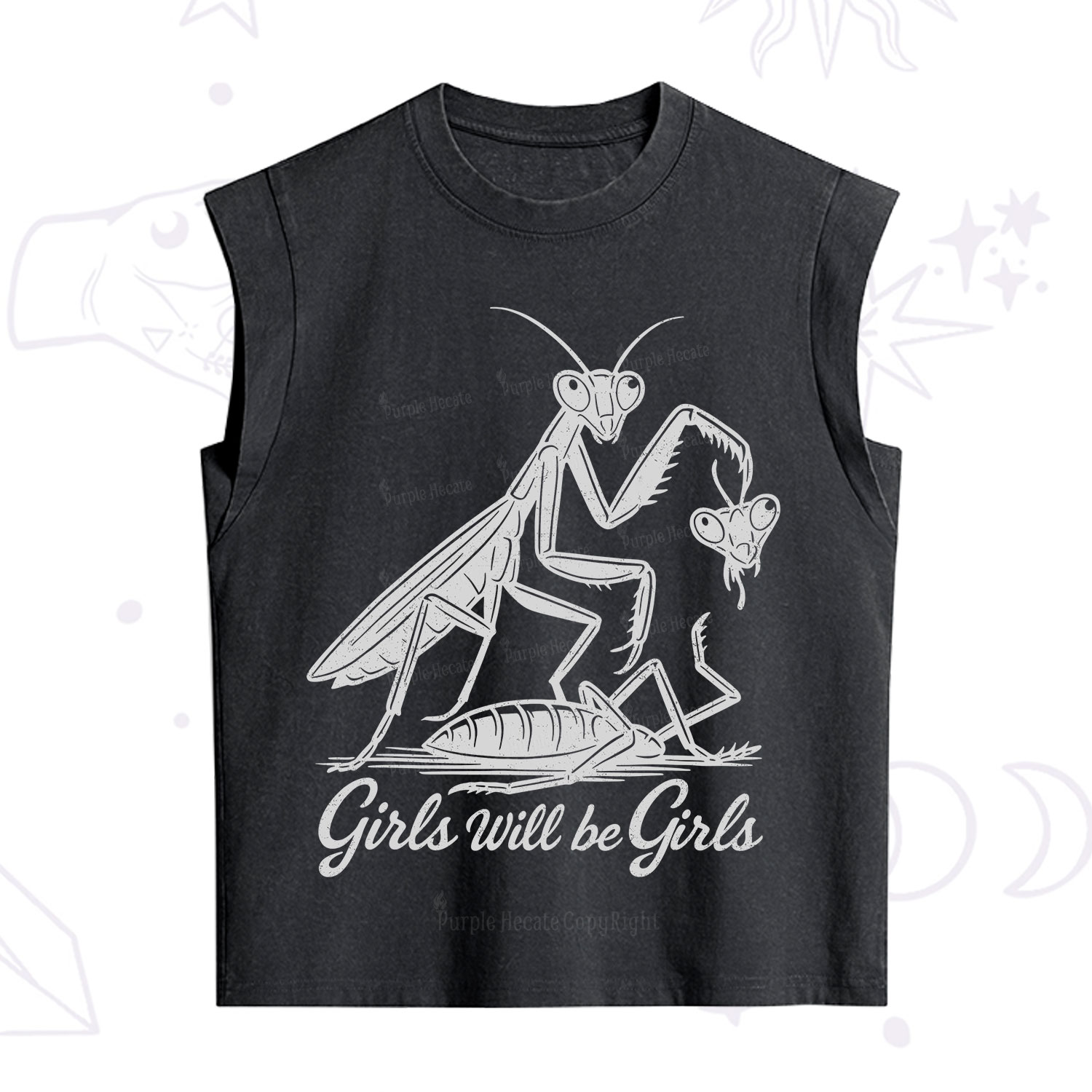 Purplehecate Girls Will Be Girls Praying Mantis Vintage Washed Tank
