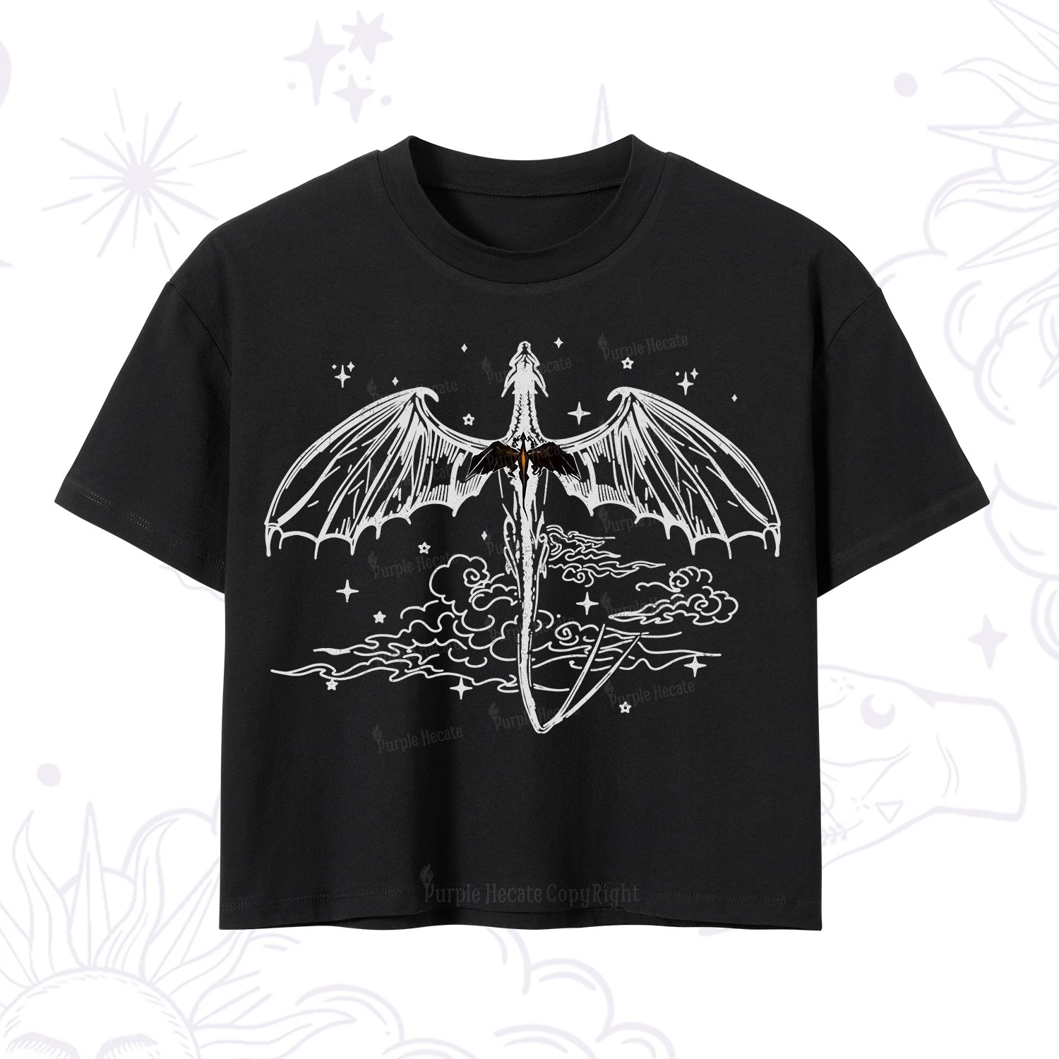 Purplehecate Dragon Rider Celestial Sword Crop T-Shirt