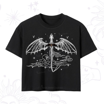 Purplehecate Dragon Rider Celestial Sword Crop T-Shirt