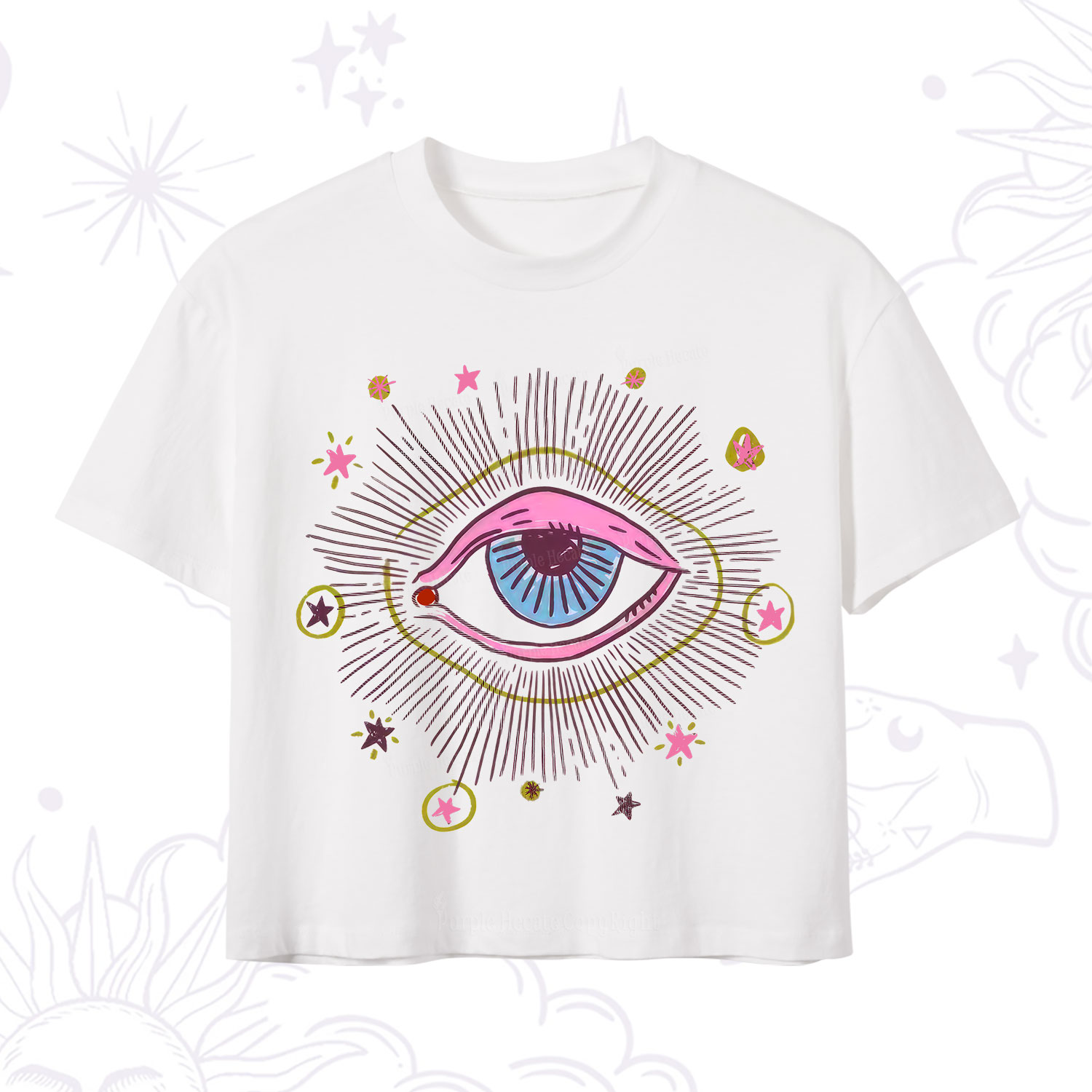 Purplehecate Mystic Gaze Evil Eye Protection Crop T-Shirt