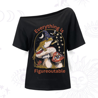 Purplehecate Everything Is Figureoutable Frog One Shoulder T-Shirt