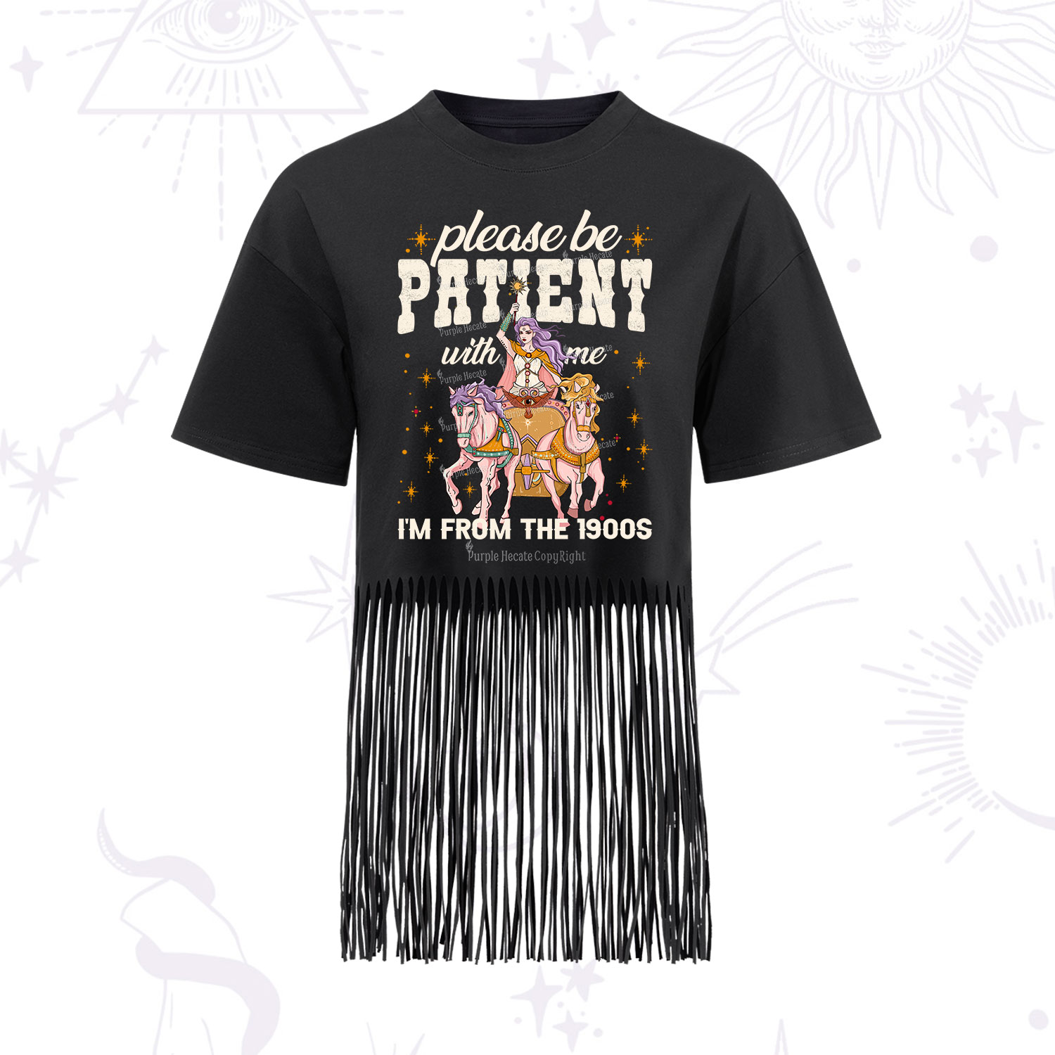 Purplehecate Please Be Patient With Me I'm From The 1900s Fringe Hem T-Shirt