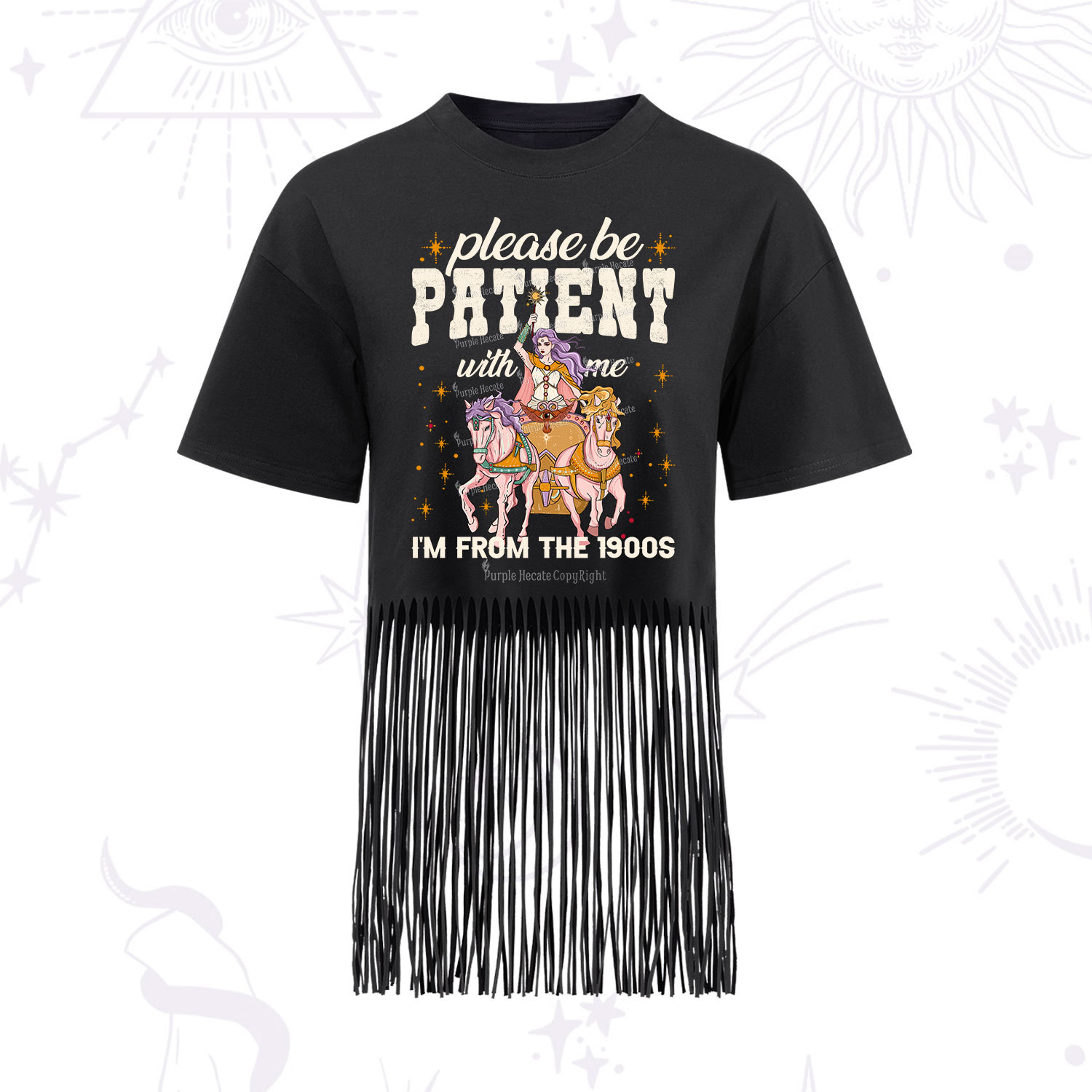 Purplehecate Please Be Patient With Me I'm From The 1900s Fringe Hem T-Shirt