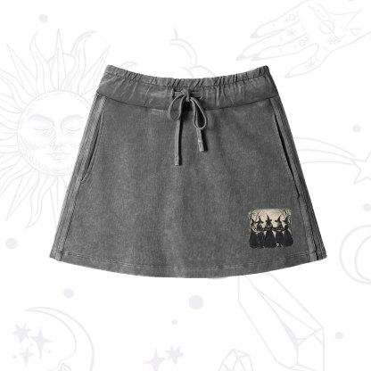 Purplehecate Girls Will Be Girls Witch Washed Drawstring Mini Skirt