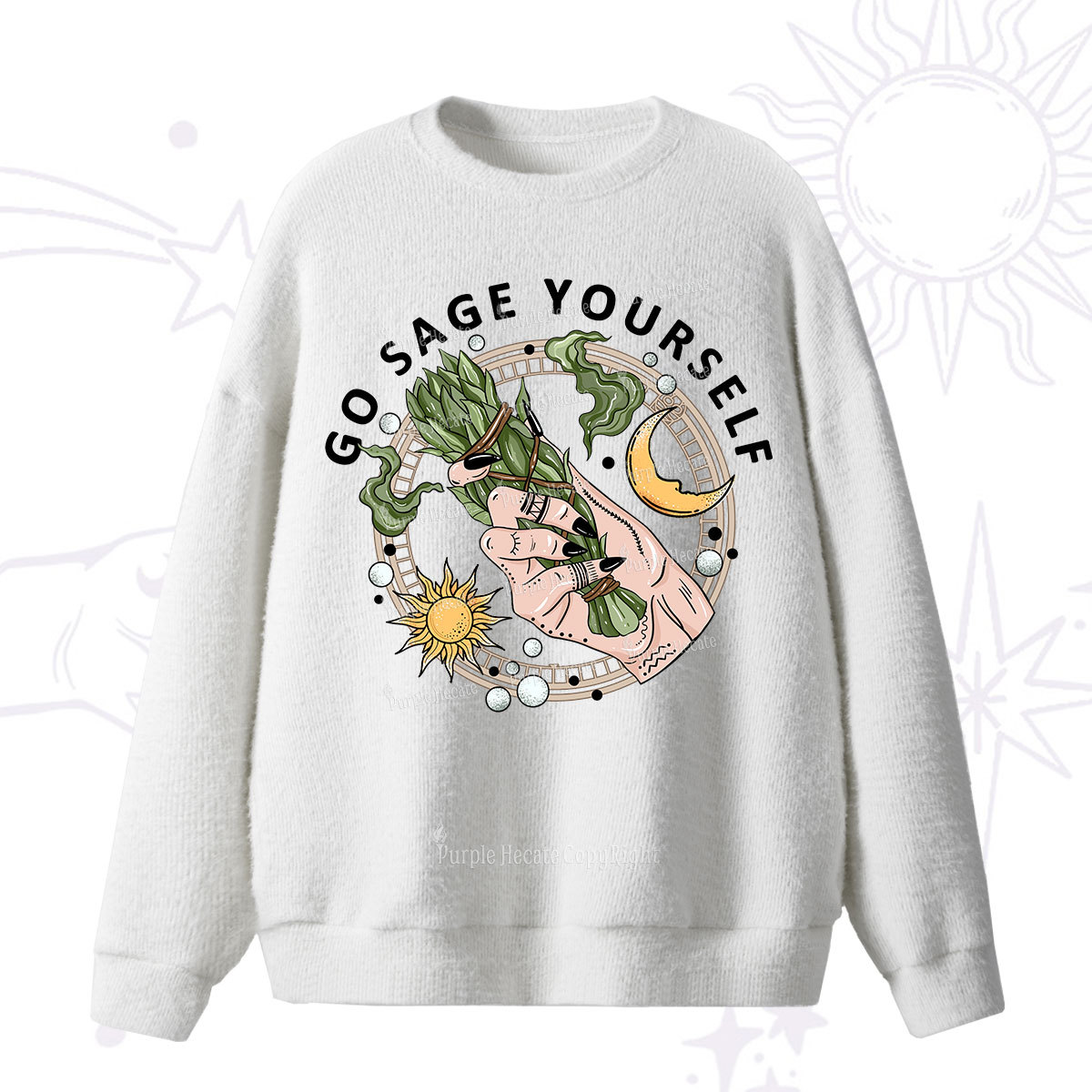 Purplehecate Go Sage Yourself Fuzzy Ugly Sweater