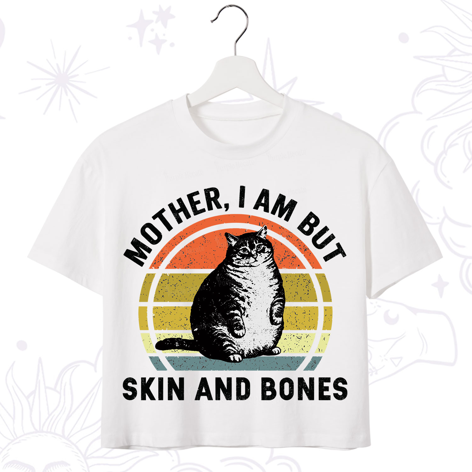 Purplehecate Mother I Am But Skin And Bones Funny Cat Crop T-Shirt
