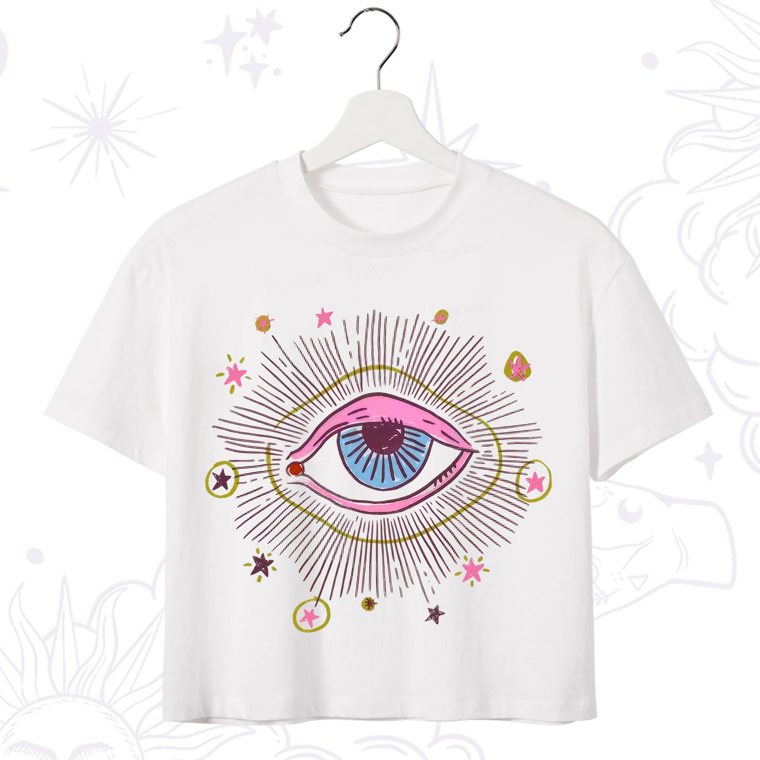 Purplehecate Mystic Gaze Evil Eye Protection Crop T-Shirt