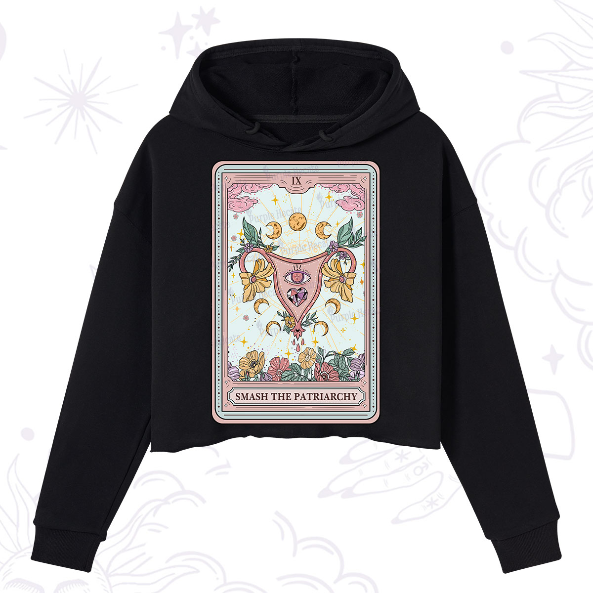 Purplehecate The Smash the Patriarchy Tarot Crop Hoodie