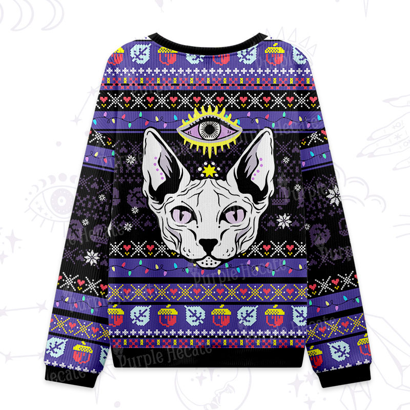 Purplehecate Mystical Cat Ugly Christmas Sweatshirts