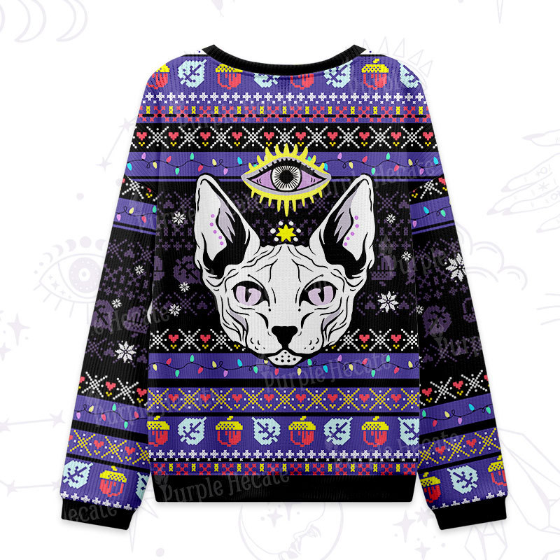 Purplehecate Mystical Cat Ugly Christmas Sweatshirts