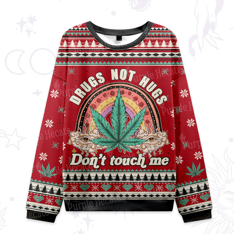 Purplehecate Drugs Not Hugs Ugly Christmas Sweatshirts