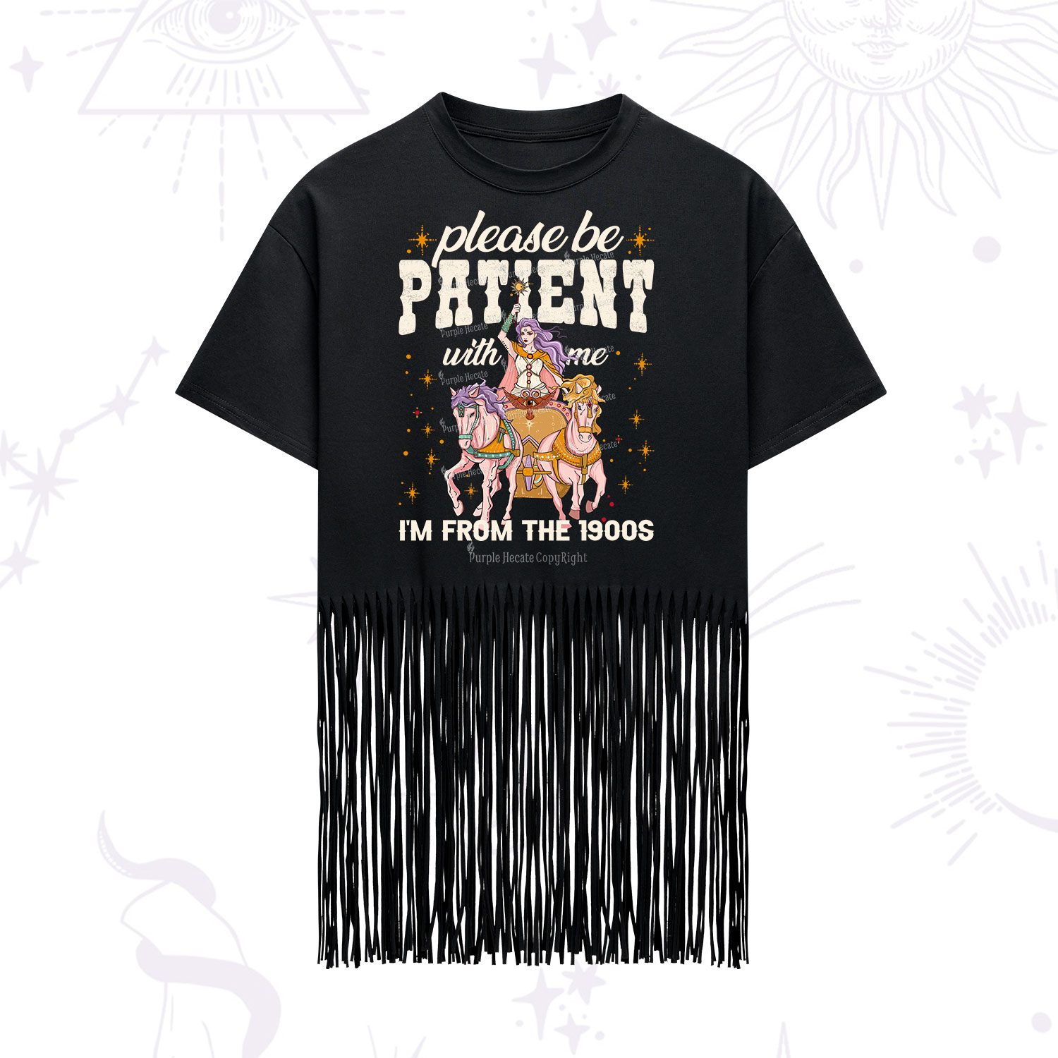 Purplehecate Please Be Patient With Me I'm From The 1900s Fringe Hem T-Shirt