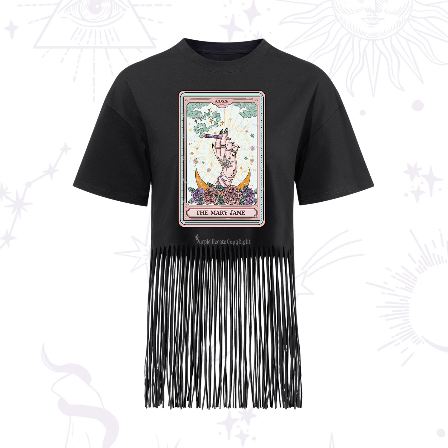 Purplehecate The Mary Jane Tarot Fringe Hem T-Shirt